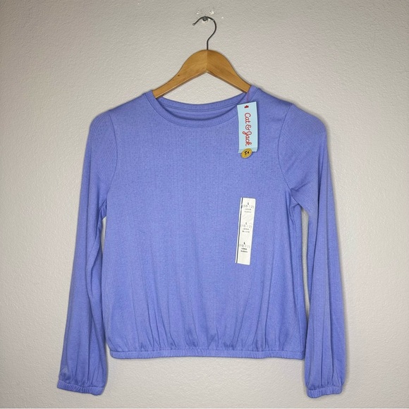 New Cat & Jack Girls/Periwinkle Lilac Long Sleeve Knit Top Large (10-12) - Picture 2 of 8